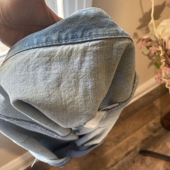 Ann Taylor LOFT Denim Wrap Jeans Skirt Raw Hem High Waist Mini Western Size 26/2 - Picture 6 of 6